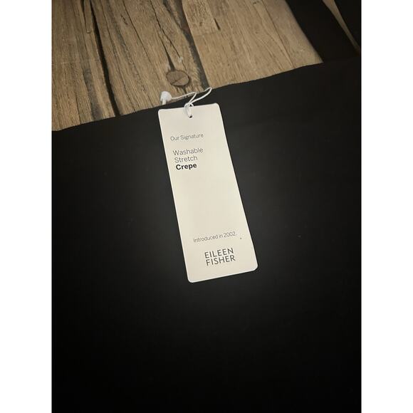 Eileen Fisher Black Washable Stretch Crepe Square Neck Knee Length Dress M $228 - Picture 8 of 10